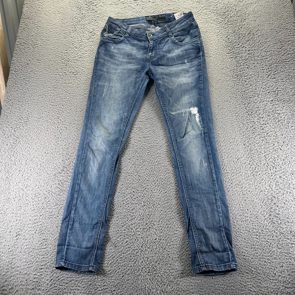 Only Jeans Women's 27x34 Blue Cotton Denim Skinny Distressed Workwear Stretch‎